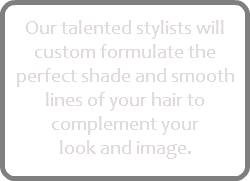 
Our talented stylists will custom formulate the perfect shade and smooth lines of your hair to complement your look and image. 
